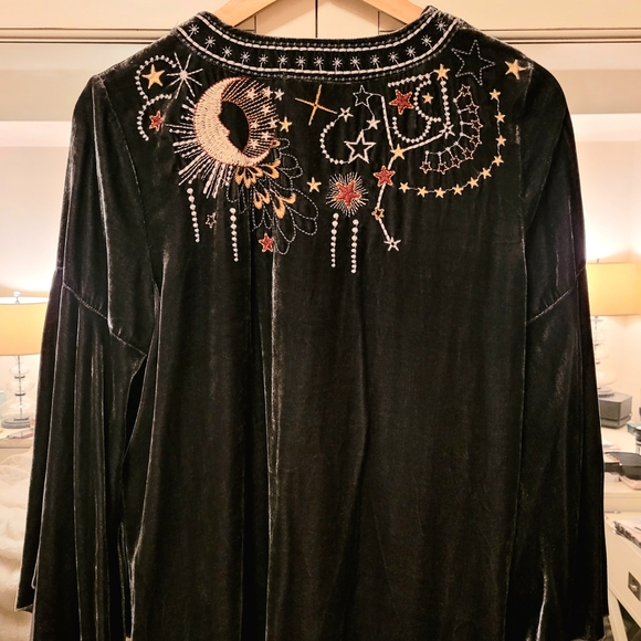 Johnny Was Black Top with Colorful Embroidery - Picture 7 of 7